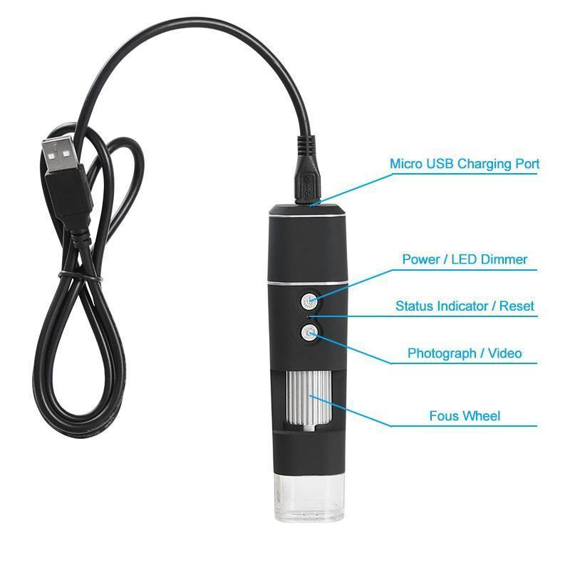 Digital Microscope 200X Zoom Wifi for iOS/Android 8LED HD Wireless Biological Microscope Rechargeable Magnifier  - Image 3