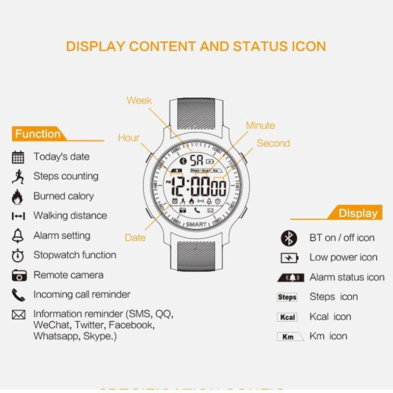 Smart Watch Bluetooth 4.0 Call Reminder Remote Control Stopwatch Pedometer 5 ATM Water Resistant Smartwatch - Image 4