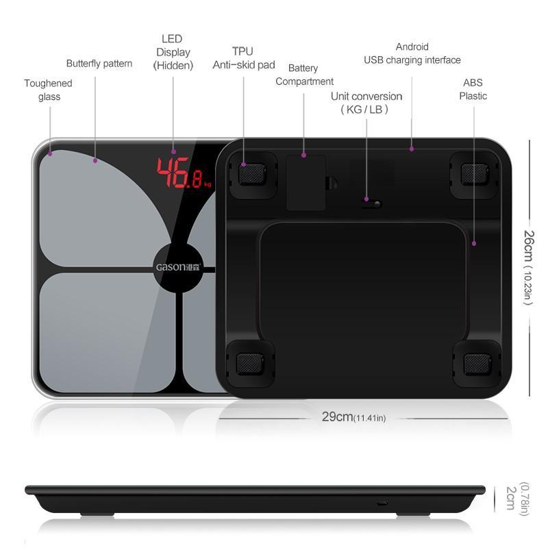 USB Charging Scales LED Digital Display Weight Weighing Floor Household Bathrooms 180KG/400LB - Image 3