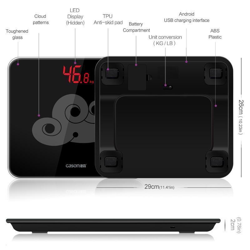 USB Charging Scales LED Digital Display Weight Weighing Floor Electronic Smart Balance Body Household Bathrooms 180KG/400LB - Image 2