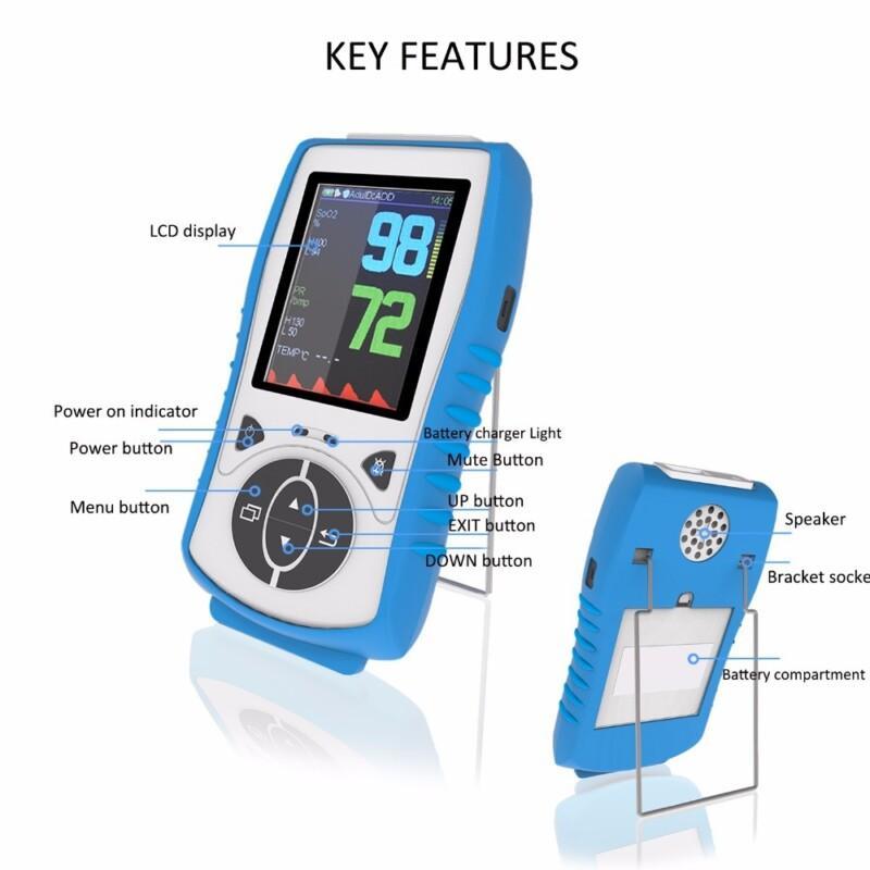 Adult Sensor Handheld Pulse Oximeter With Temperature Probe Blood Oxygen Monitor - Image 2