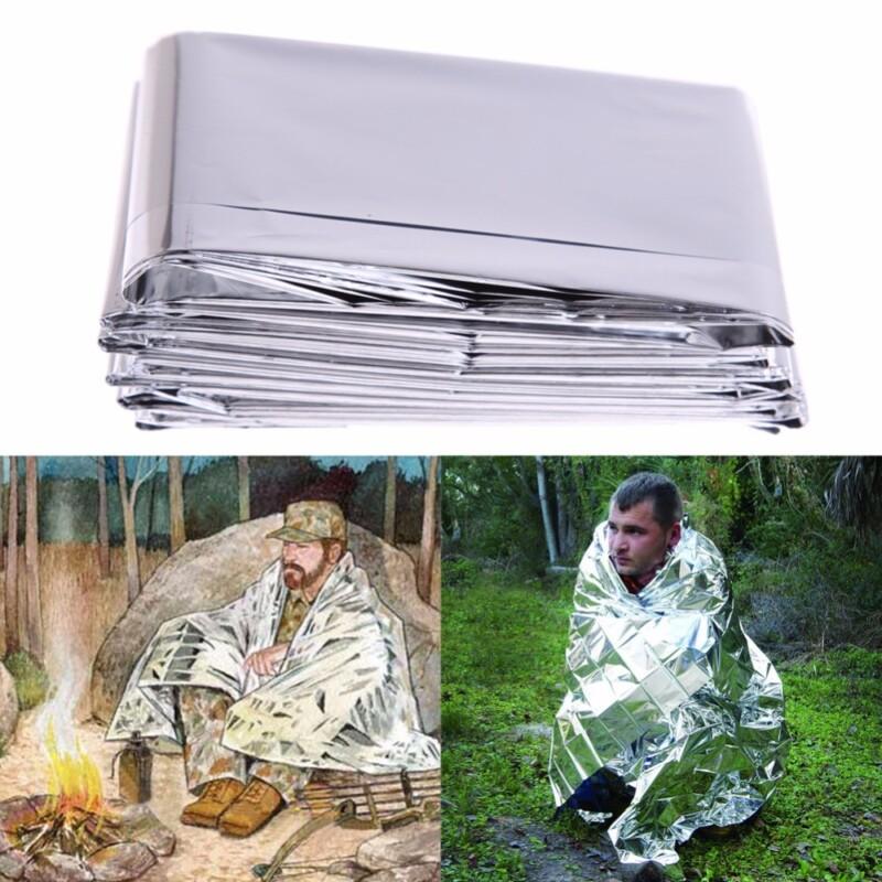 Life-Saving Military Emergency Blanket Outdoor Survival Rescue Insulation Curtain Blanket Silver Travel Kits