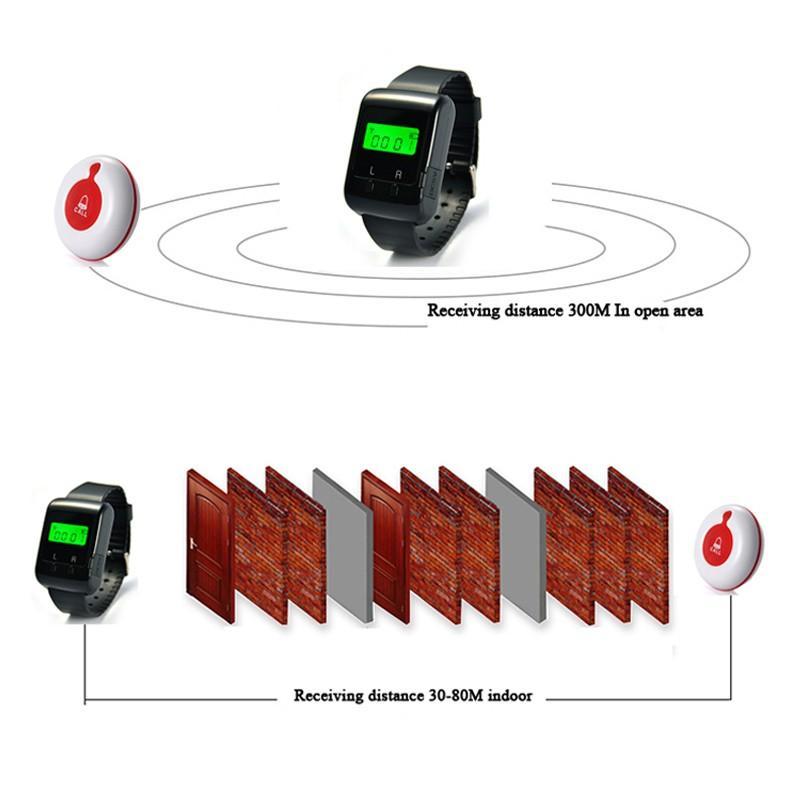 Caregiver Pager Healthcare Wireless Nurse Calling System Emergency Call Button 1 Watch Receiver 2 Call Buzzers - Image 6