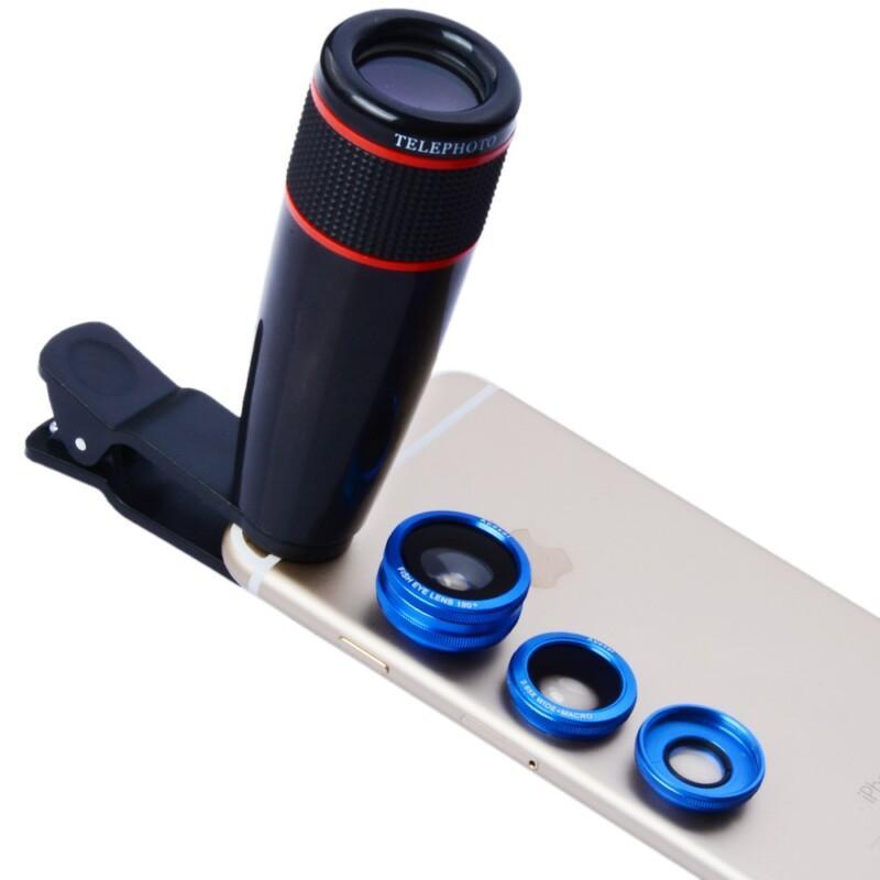 4 in 1 Universal Clip Camera Lens Kit 12X Telephoto Telescope Optical Zoom Lens for iPhone5s 7 6s Plus Samsung - Image 2