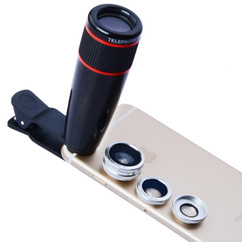 4 in 1 Universal Clip Camera Lens Kit 12X Telephoto Telescope Optical Zoom Lens for iPhone5s 7 6s Plus Samsung - Image 4