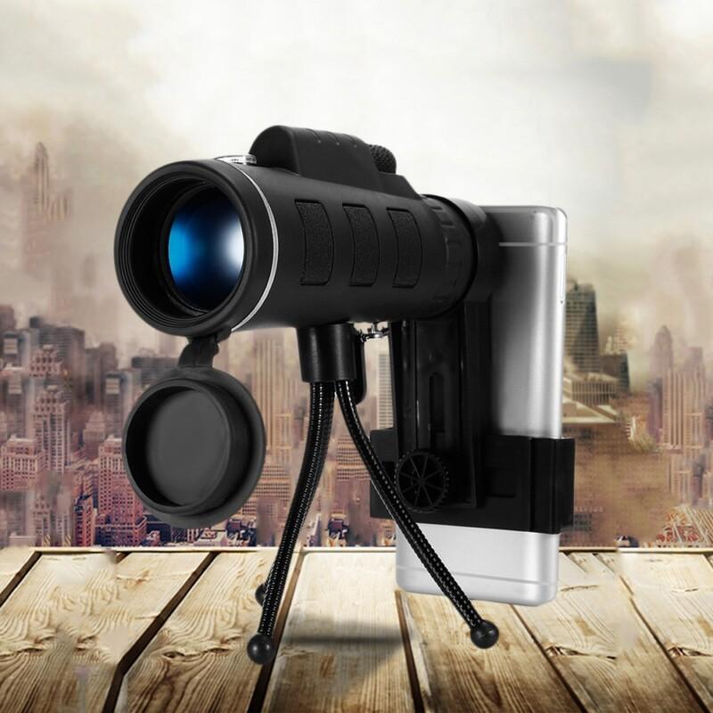 Telescope Night Vision 40X60 Monocular Zoom Scope for Mobile Phone Camera Camping Hiking Fishing with Compass Phone Clip Tripod - Image 6