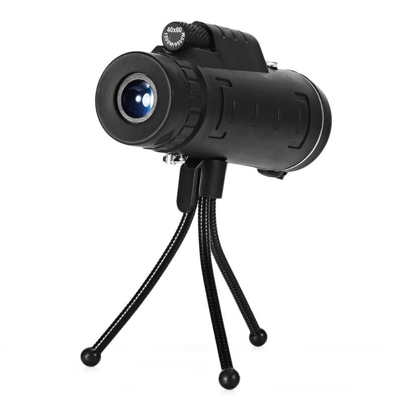 HD Night Vision Prism Scope 40X60 Monocular Telescope Lens 1500/9500m View FMC Green With Compass Phone Clip Tripod - Image 3