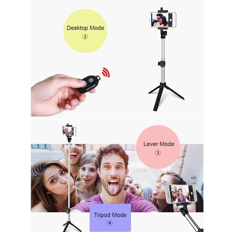 Tripod Selfie Stick Bluetooth Foldable Selfiestick For iPhone Android For Samsung Xiaomi Huawei Remote Handheld - Image 5