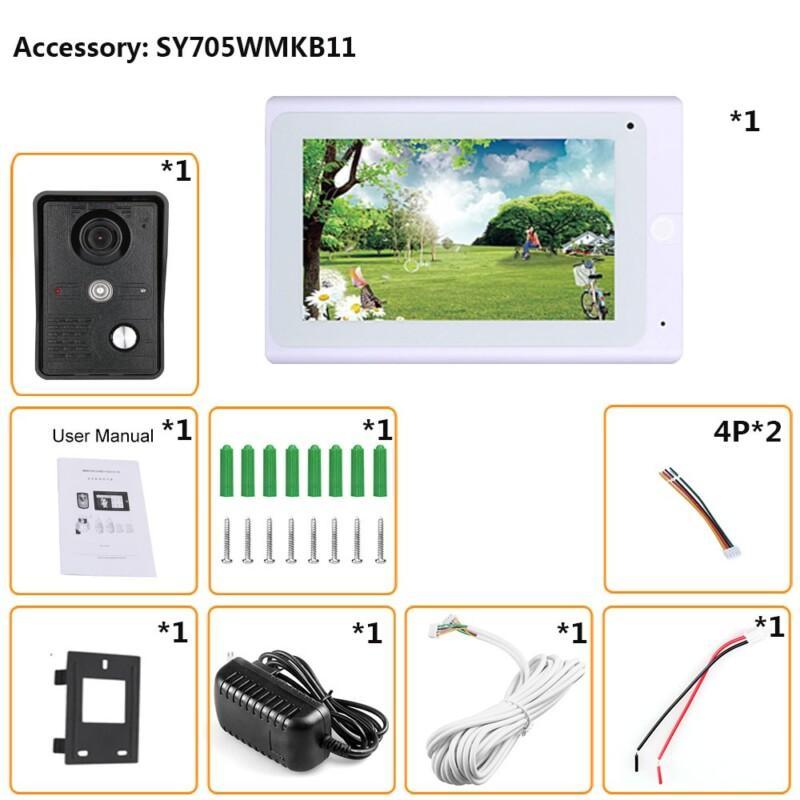 IP Video Door Phone Doorbell Intercom Entry System With IR-CUT HD 1000TVL Wired Camera Night Vision 7inch Wireless/Wired Monitor - Image 4