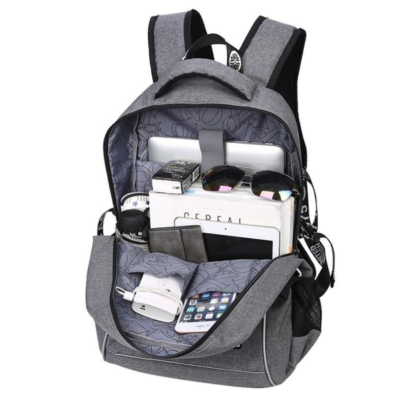 Anti Theft Travel Backpack With USB Charger Laptop Unisex Canvas Shoulder Knapsack Waterproof Bag - Image 5