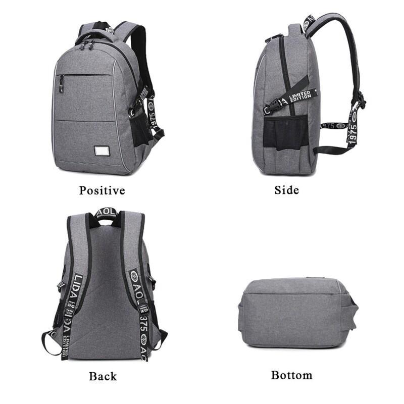 Anti Theft Travel Backpack With USB Charger Laptop Unisex Canvas Shoulder Knapsack Waterproof Bag - Image 4