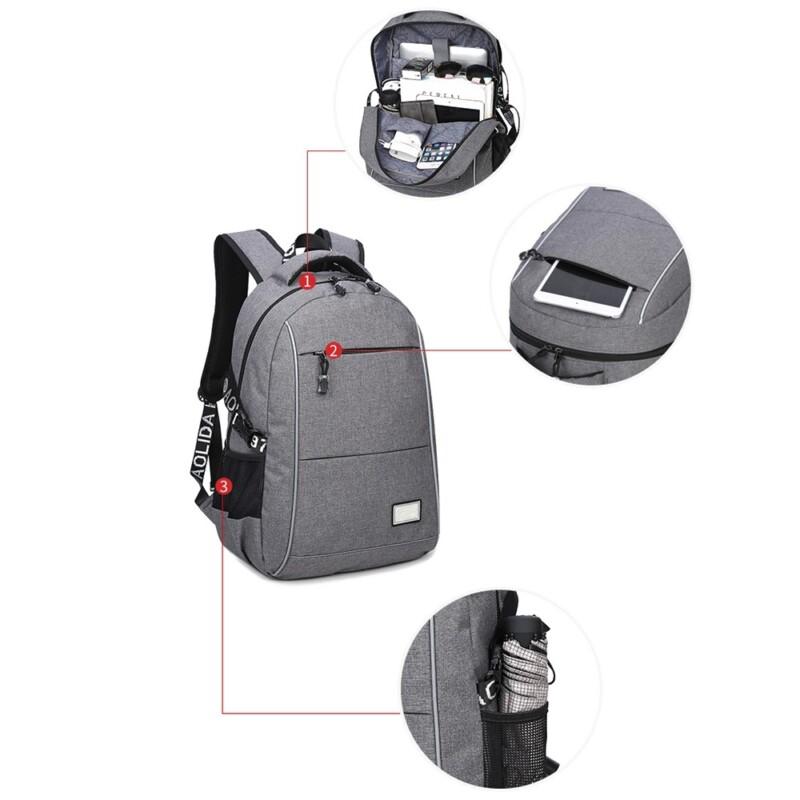 Anti Theft Travel Backpack With USB Charger Laptop Unisex Canvas Shoulder Knapsack Waterproof Bag - Image 6