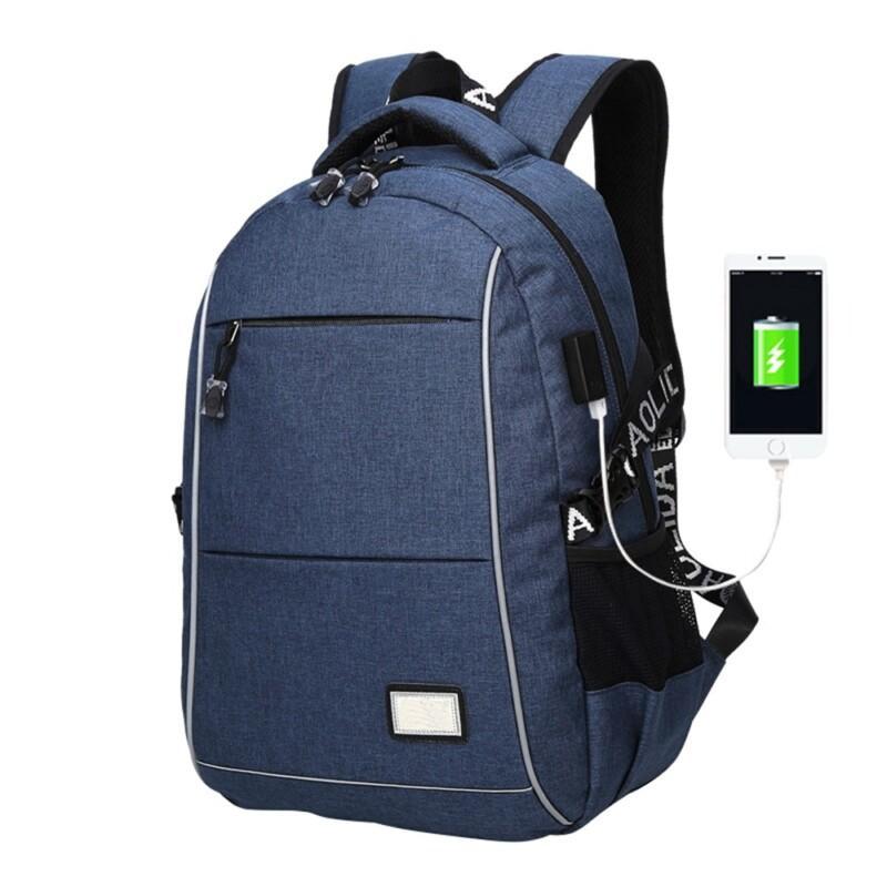 Anti Theft Travel Backpack With USB Charger Laptop Unisex Canvas Shoulder Knapsack Waterproof Bag - Image 2