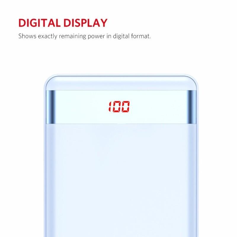 Dual USB Power Bank 20000mAh Output/Input Portable Charger with Digital Display External Battery Slim - Image 5