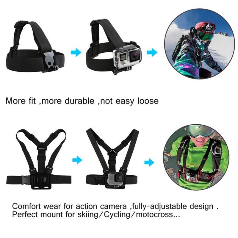 Action Camera Accessories Set Strap Mount Selfie Stick For GoPro Hero 6 5 4 3 Xiaomi Yi 4K SJCAM SJ4000 SJ5000 Eken H9 - Image 2