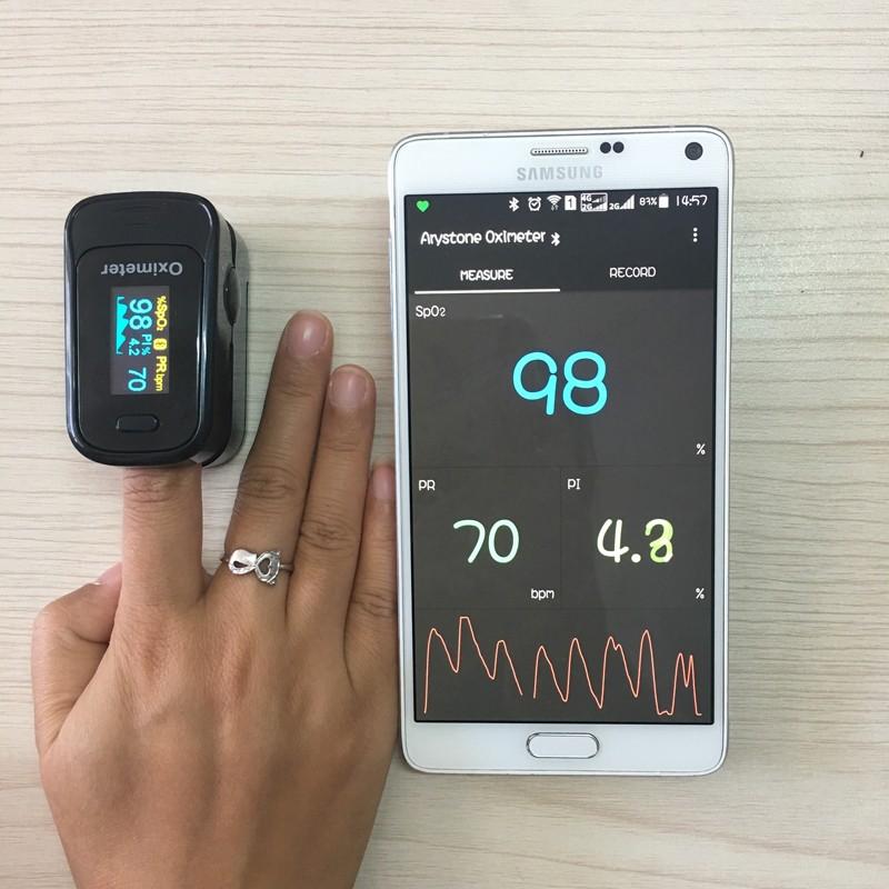 Bluetooth 4.0 Fingertip Pulse Oximeter Finger For Blood Oxygen SpO2 With Pouch Android - Image 2