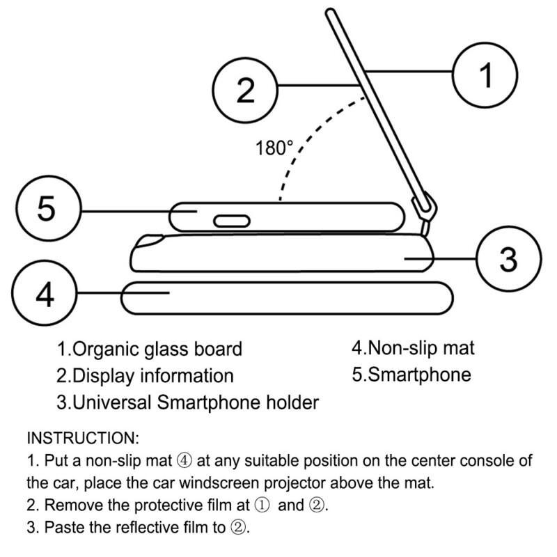 GPS Smartphone Head Up Display Auto Windscreen Projector 6 Inches Car HUD for iPhone Samsung Holder - Image 6