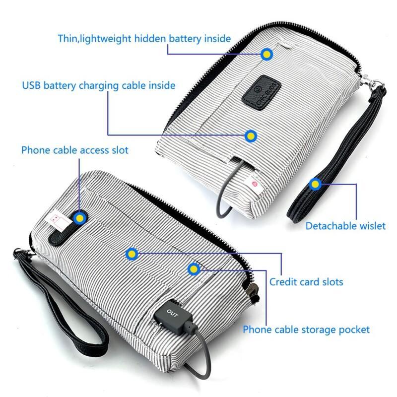 Power Bank Wallet Handbag Purse Charger 2200mAh Charging Set with Wrist Strap for iPhone and Android Phone - Image 2