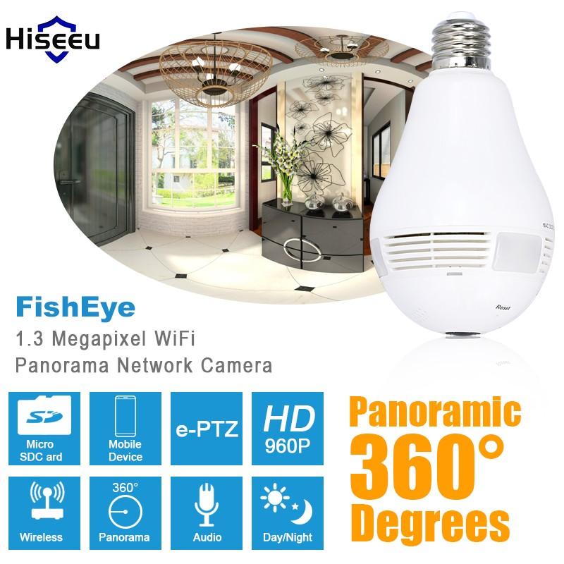 Bulb Light Wireless IP Camera Wi-fi FishEye 960P 360 degree Mini CCTV VR Camera 1.3MP Home Security WiFi Camera Panoramic - Image 2