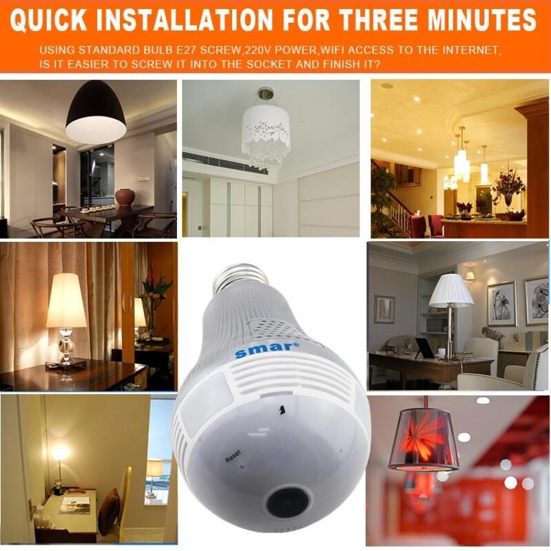 3MP FishEye Wireless VR Panoramic IP Camera Bulb Light Wifi Surveillance 360 degree CCTV Home Security Monitor - Image 3