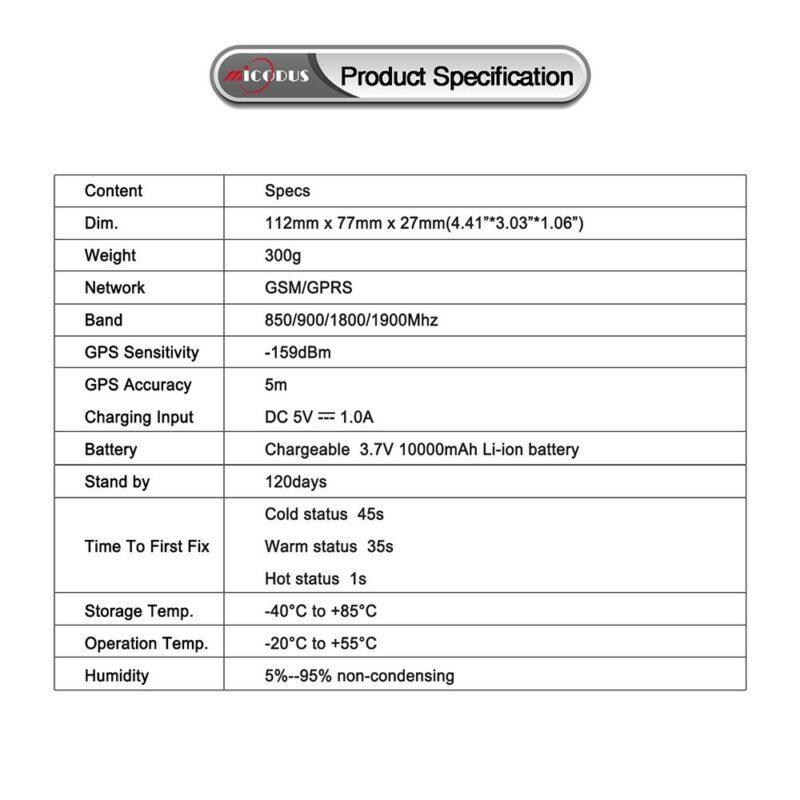 Vehicle Tracking GPS Locator GSM Alarm Powerful Magnet 10000mAh Battery 120 Days Standby Waterproof  Free Web APP - Image 5
