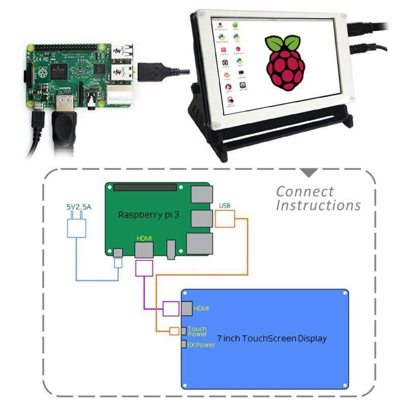 7 Inch 800 x 480 Raspberry Pi Pixel IPS Hdmi Input Capacitive TouchScreen Display LCD with Case - Image 5