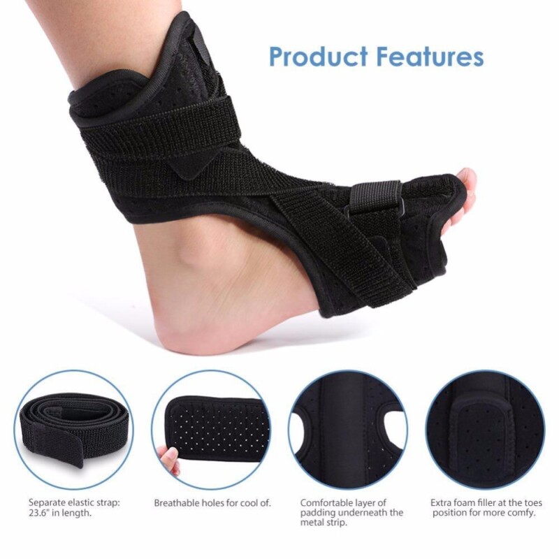 Medical Foot Drop Ankle Splint Support + Spiky Massage Ball Plantar Fasciitis Dorsal Night Splint Foot Orthosis Stabilizer - Image 3