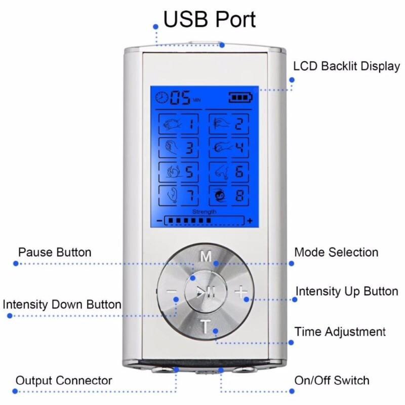 8 Modes Rechargable Mini Machine Digital TENS/EMS Therapy Massager Electrode Muscle Stimulator Acupuncture - Image 3