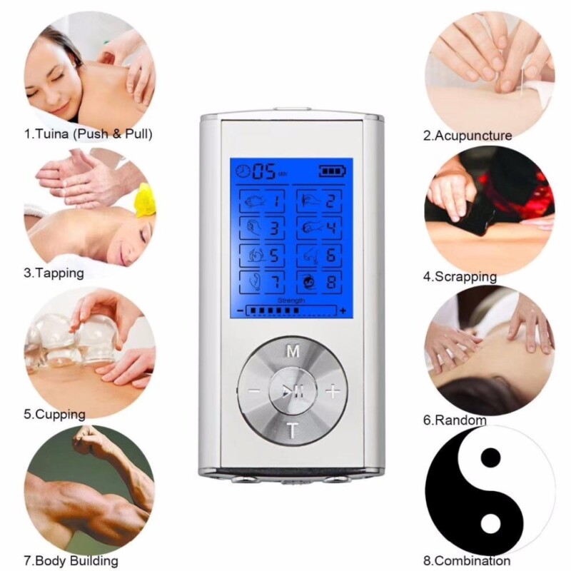 8 Modes Dual Tens Machine Digital Therapy Massage Body Relax Muscle Stimulator Electrode Pulse Acupuncure Massager - Image 2