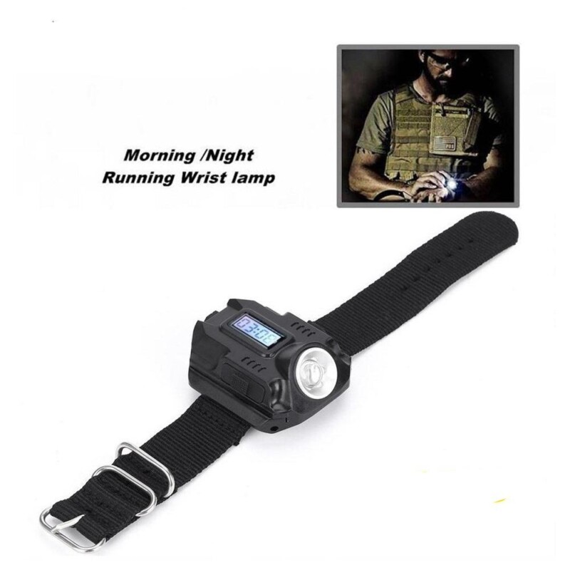 New Portable CREE XPE Q5 R2 LED Wrist Watch Flashlight Torch Light USB Charging Wrist Model Tactical Rechargeable Flashlight - Image 2