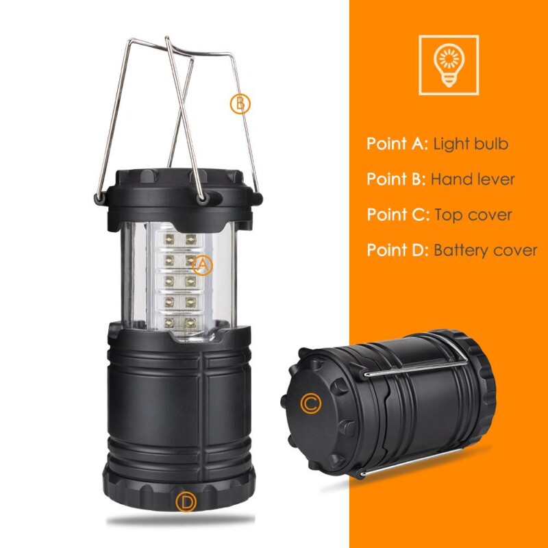 Portable Lantern LED Camping Lamp Collapsible 30 Water Resistant Outdoor Camping Lighting Hand Lamp Flashlight - Image 3