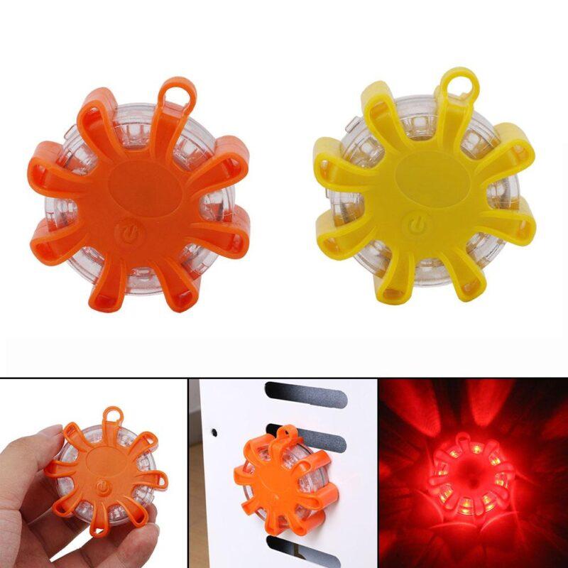 LED Emergency Safety Flare Mini 8* Red Road Flare Magnet Flashing Warning Night Lights Roadside Disc Beacon For Car Truck Boat - Image 4