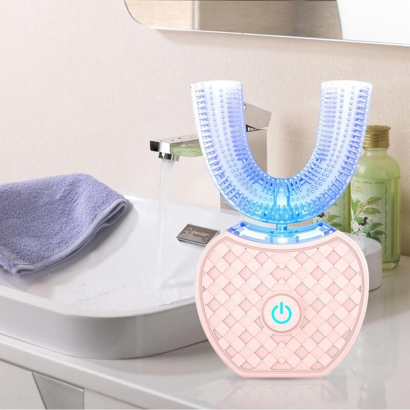 360 Degrees Automatic Electric Toothbrush U Type Silicon Ultrasonic Sonic Toothbrush Intelligent Rechargeable USB Blue Light - Image 6