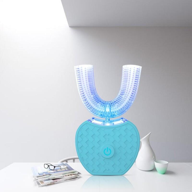 360 Degrees Automatic Electric Toothbrush U Type Silicon Ultrasonic Sonic Toothbrush Intelligent Rechargeable USB Blue Light - Image 5