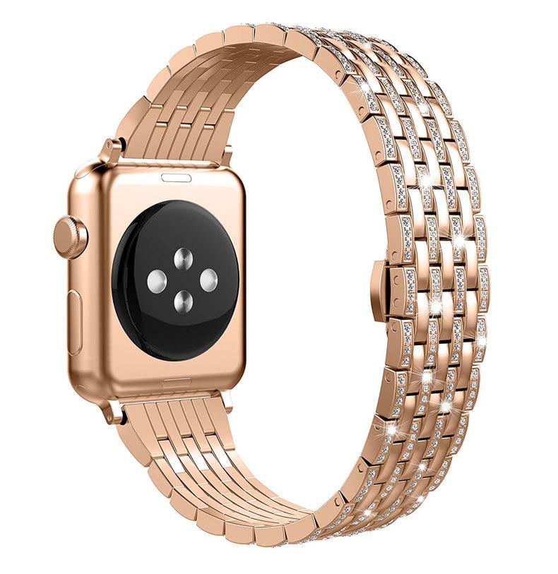 Luxury Diamond strap for Apple watch band 40mm 38mm 6/5/4/3/2/1 iwatch band 40 mm 38 mm 42mm 44mm stainless steel bracelet