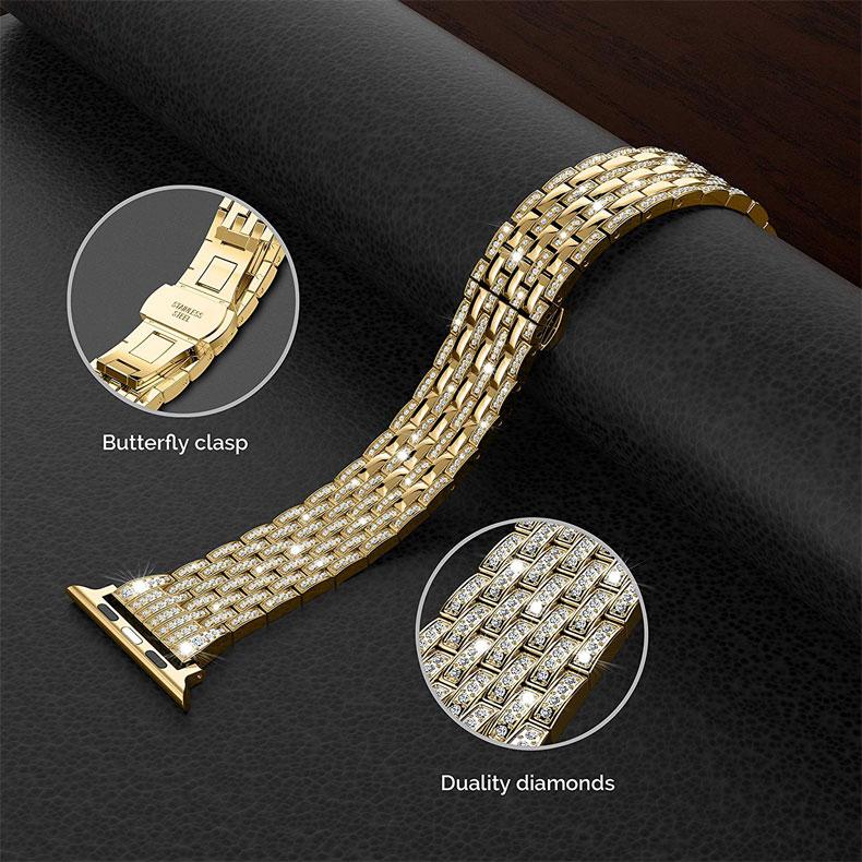 Luxury Diamond strap for Apple watch band 40mm 38mm 6/5/4/3/2/1 iwatch band 40 mm 38 mm 42mm 44mm stainless steel bracelet