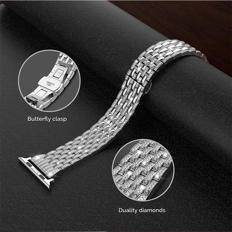 Luxury Diamond strap for Apple watch band 40mm 38mm 6/5/4/3/2/1 iwatch band 40 mm 38 mm 42mm 44mm stainless steel bracelet