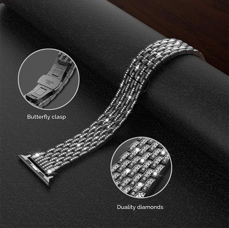 Luxury Diamond strap for Apple watch band 40mm 38mm 6/5/4/3/2/1 iwatch band 40 mm 38 mm 42mm 44mm stainless steel bracelet