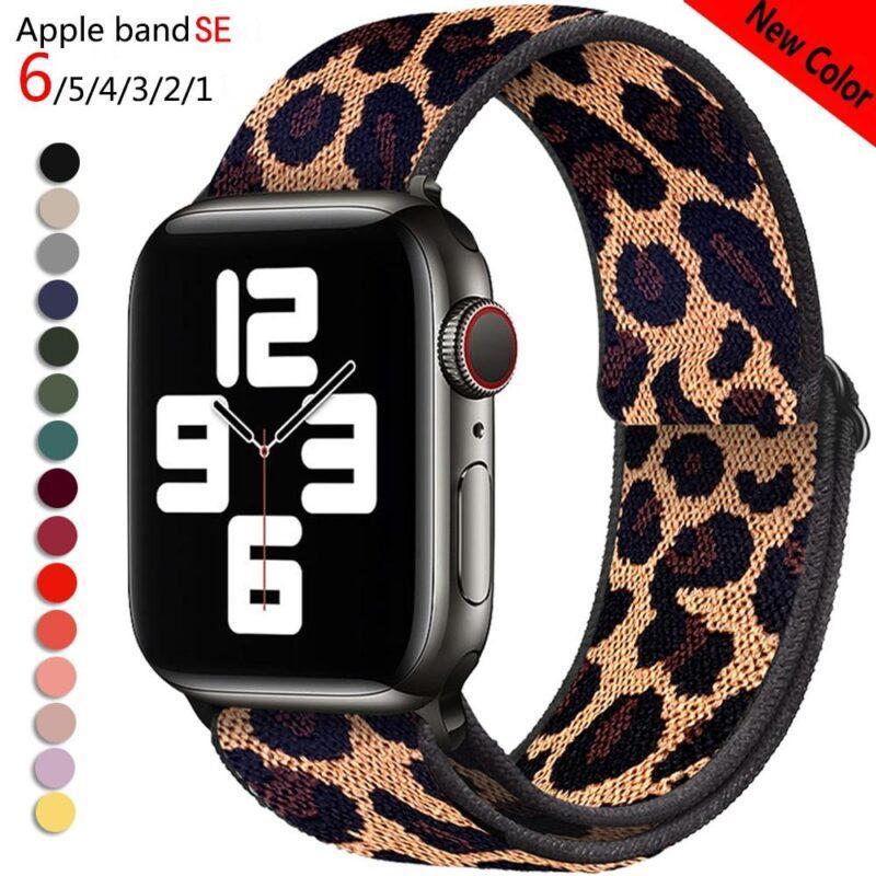 38/44mm Elastic Nylon Loop Strap for Apple Watch Band 6 38/40/42/44mm Series 6 5 4 3 2 Bohemia Elastic Watch Replacement Strap