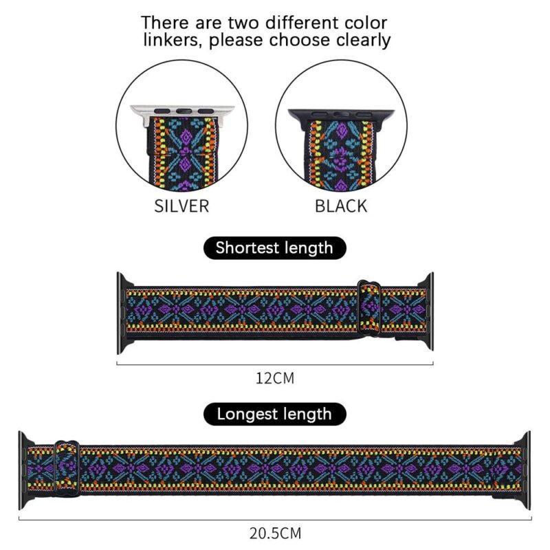 38/44mm Elastic Nylon Loop Strap for Apple Watch Band 6 38/40/42/44mm Series 6 5 4 3 2 Bohemia Elastic Watch Replacement Strap - Image 6