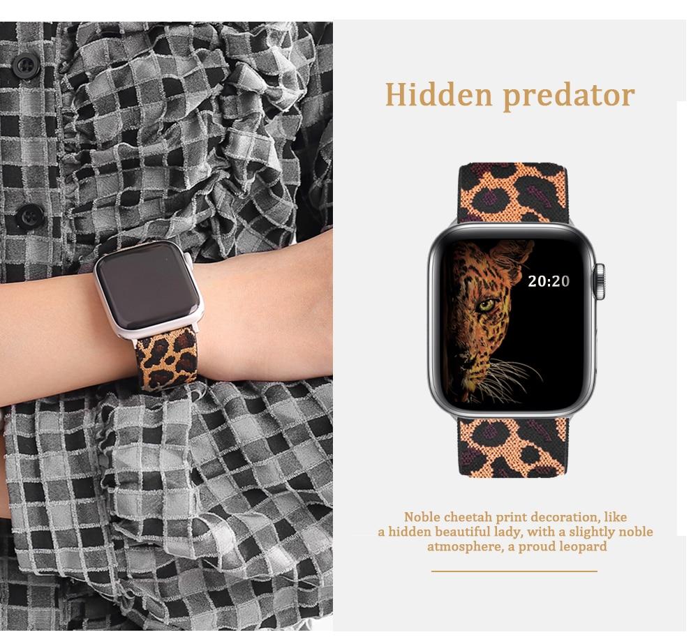 Nylon Loop Strap for Apple Watch Band 6 38mm 40mm 42mm 44mm Iwatch Series 6 5 4 3 2 Bohemia Elastic Watch Replacement Strap