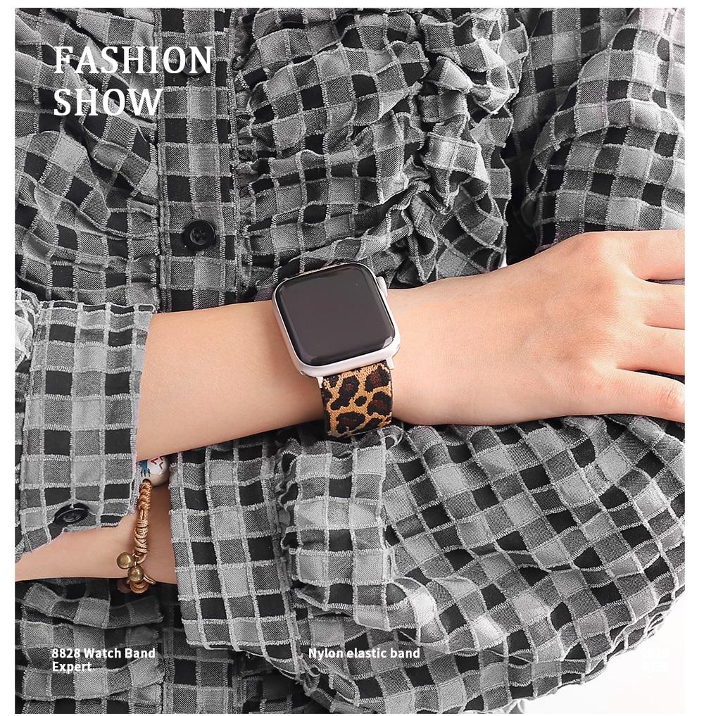 Nylon Loop Strap for Apple Watch Band 6 38mm 40mm 42mm 44mm Iwatch Series 6 5 4 3 2 Bohemia Elastic Watch Replacement Strap