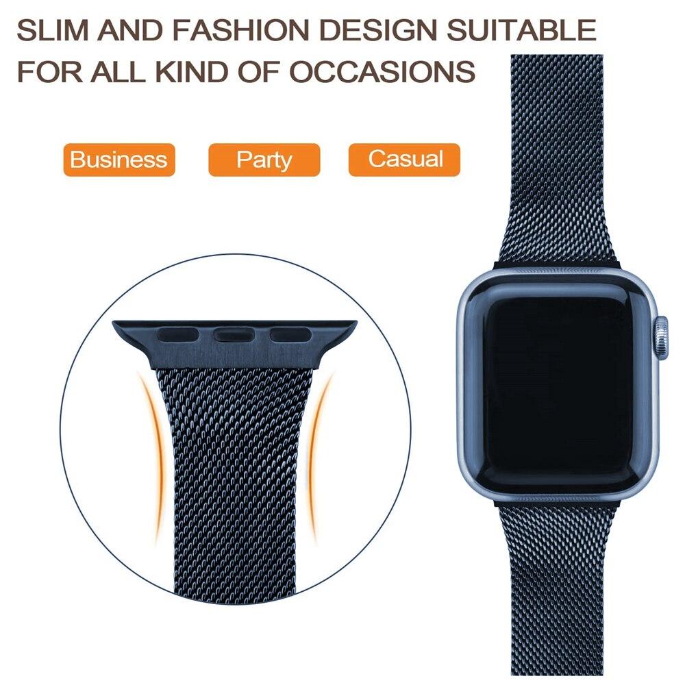 for apple watch bands 5 6 SE 44mm 40mm Stainless Steel Mesh loop strap for iwatch band 3 42mm 38mm Wristband women men correa