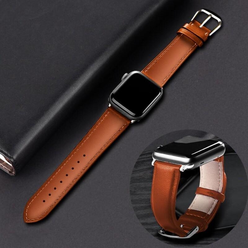 38/44 Genuine Leather Band Strap For Apple Watch Brown Leather Band Loop Strap 6 SE 5 4 3 2 1 38mm 40mm Men Leather Watch Band for I-Watch 44mm 42mm Bracelet