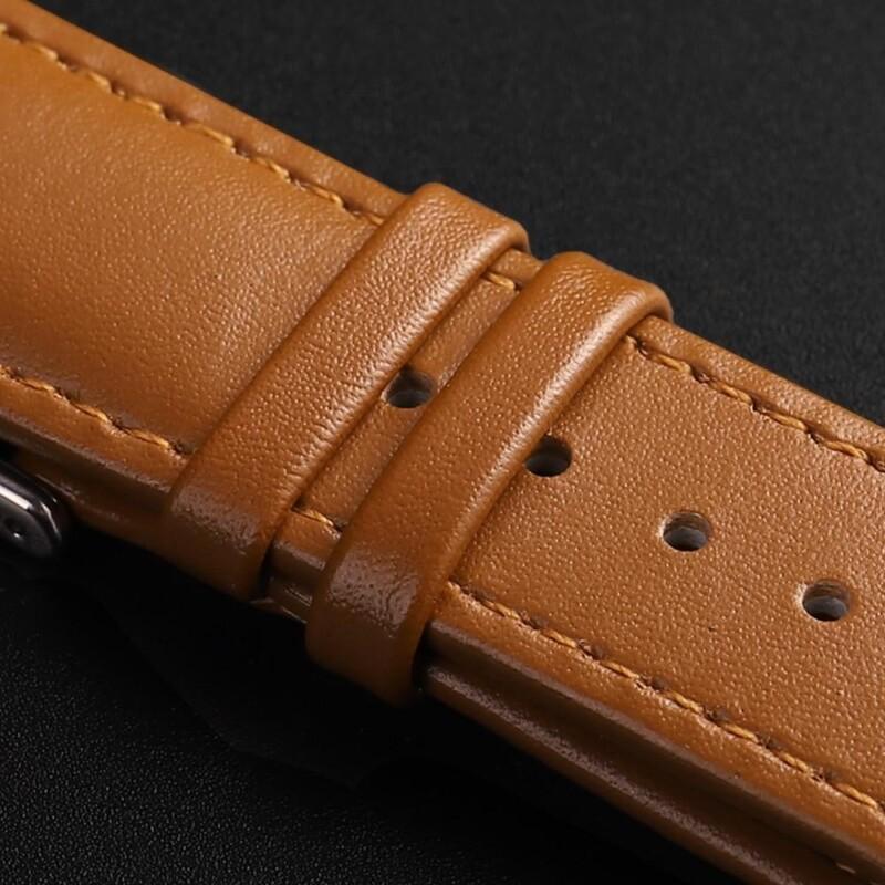 38/44 Genuine Leather Band Strap For Apple Watch Brown Leather Band Loop Strap 6 SE 5 4 3 2 1 38mm 40mm Men Leather Watch Band for I-Watch 44mm 42mm Bracelet - Image 4