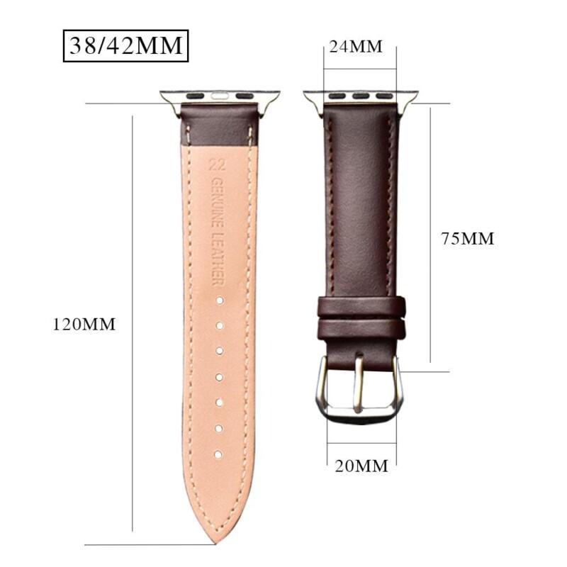 38/44 Genuine Leather Band Strap For Apple Watch Brown Leather Band Loop Strap 6 SE 5 4 3 2 1 38mm 40mm Men Leather Watch Band for I-Watch 44mm 42mm Bracelet - Image 6