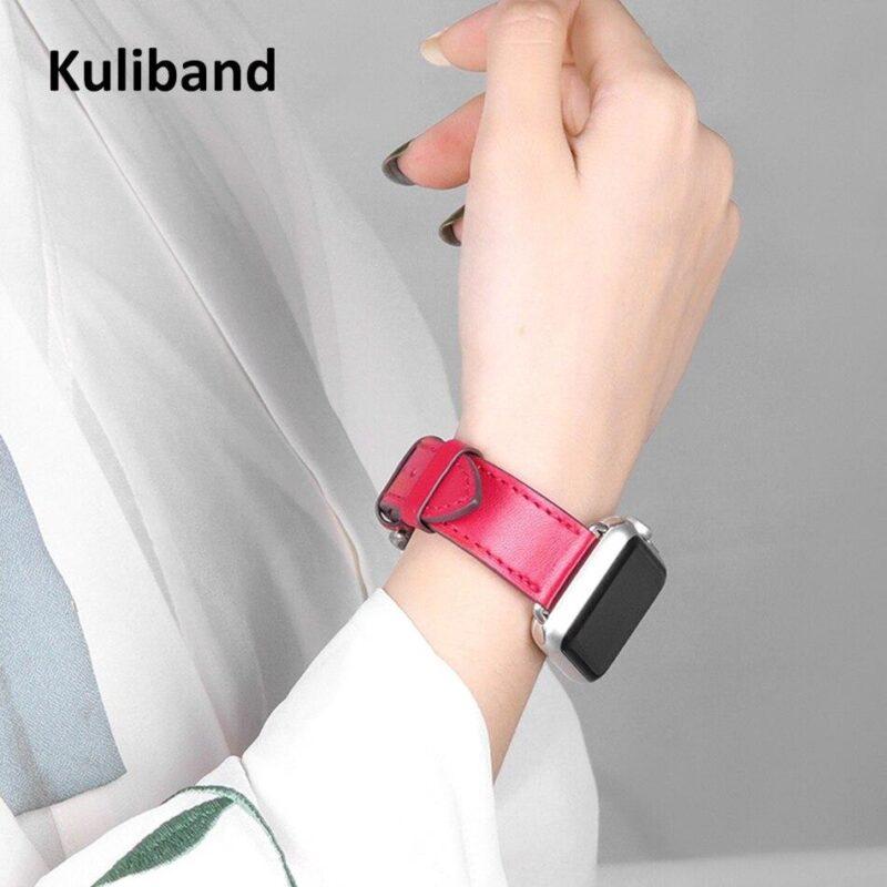 38/44mm Genuine Leather Apple Watch Band Strap for iWatch Series for 6/SE/5/4/3/2/1 38mm 40mm Sports Watchband Bracelet Strap for iWatch SE/6 Apple Watch Band 42mm 44mm - Image 3