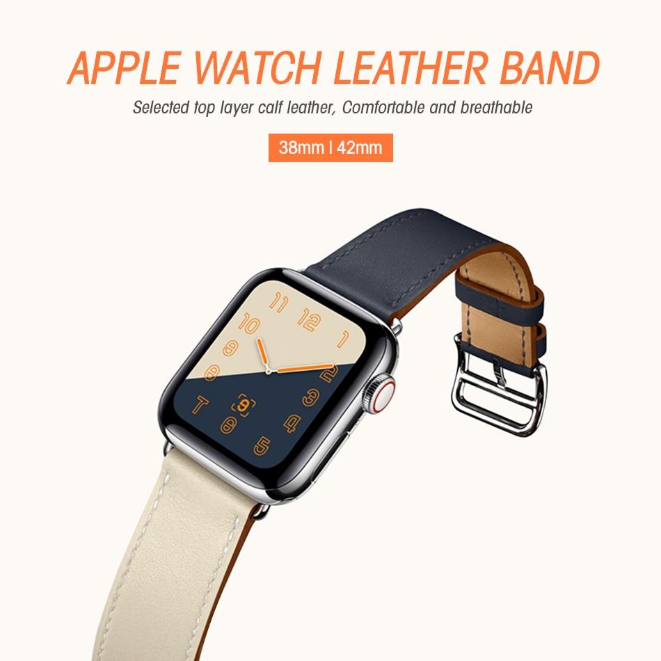 Leather loop for Apple Watch 6/SE/5/4/3/2/1 38mm 40mm Sports Watchband Bracelet Strap for iWatch SE/6 Apple Watch band 42mm 44mm