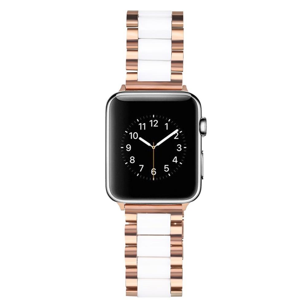 Suitable for Apple Watch SE 6/5 stainless steel ceramics band strap 40mm/38mm/44mm/42mm Link bracelet iwatch series 6/5/4/3/2/1