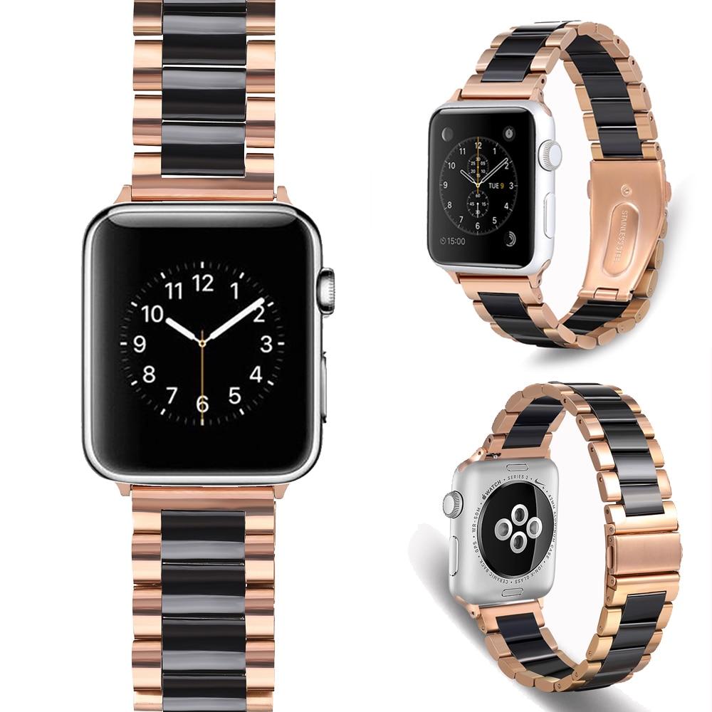 Suitable for Apple Watch SE 6/5 stainless steel ceramics band strap 40mm/38mm/44mm/42mm Link bracelet iwatch series 6/5/4/3/2/1